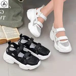 [애슬릿] 메리제인 샌들 키높이 더블 찍찍이 메쉬 가죽 스포티