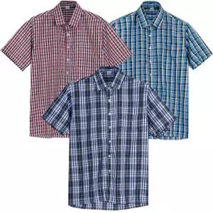 [디바옴므]여름 가슴 포켓 베이직 체크 반팔 남방