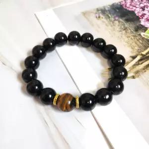 블랙 원석 호안석 골드 포인트 팔찌