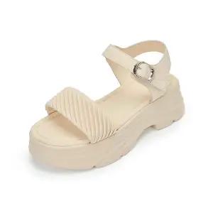 [하프클럽/무크]엠.무크 아가사 셔링 벨크로 샌들 아이보리 516623517ZQ