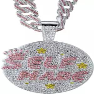 남성용 할루카카 골드 체인 18k 리얼 도금 /플래티넘 화이트 마감 스 아웃 펜던트 목걸이 풀 Cz 랩