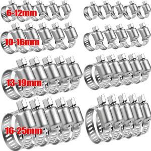 1060Pcs 호스 클램프 스테인레스 스틸 조절 나사 수도꼭지 물 파이프 패스너 연료 튜브 라인 웜 기어 클립
