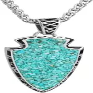 로렌-스펜서 터쿼이즈 화살촉 목걸이 남성용 스테인리스 카우보이 보호 웨스턴 주얼리 선물 아버지