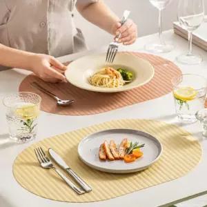 감성 라운드 식탁매트 실리콘 재질 편한 보관 세척 실리콘매트 투명매트 라탄매트