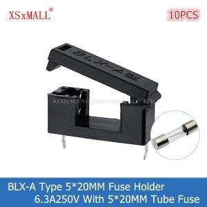 10PCS BLX-A 유형 520MM 퓨즈 홀더 6.3A250V 검정색 및 커버 PCB 패널 장착 튜브 포함)