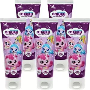 오루루 캐치티니핑 키즈 플러스 치약 80g x5개 고불소 충치예방 청포도향 저자극 저연마제