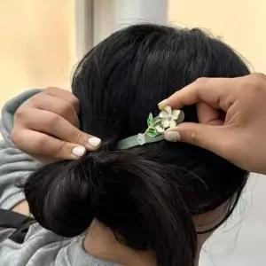 꽃비녀 업 비녀 진주 옥장식 전통 옥 한복 공연비녀 포인트비녀