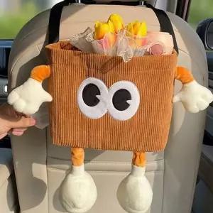 차량용 수납 포켓 자동차 수납함 다용도 부착형 잡동사니 정리함 거치대 휴지통 케이스 휴지 티