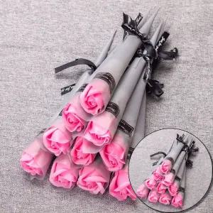 재롱잔치 (쓰러담아) 10개입 한송이 장미 비누꽃 조화 꽃다발