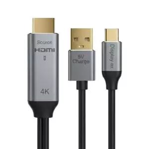 HDMI to C타입 케이블 변환 컨버터 4K 60Hz 1M UHD HDR USB 보조전원 디스플레이 모니터 화면 복제 확장