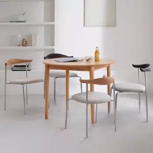 하이디 네이처 멜로우 원형 1200 4인 원목 식탁세트