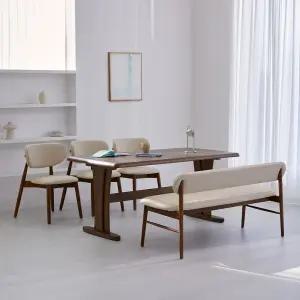 오츠카 노아 1600 우드슬랩 고무나무 원목테이블 6인 식탁세트(의자3+벤치1)