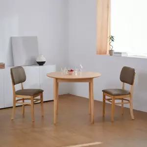 하이디 네이처 버튼가죽 원형 800 2인 원목 식탁세트 2colors