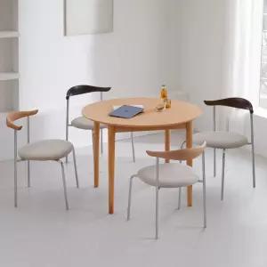 하이디 네이처 멜로우 원형 1000 4인 원목 식탁세트