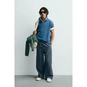 ZARA 워시드 피케 폴로셔츠 - 라이트 블루