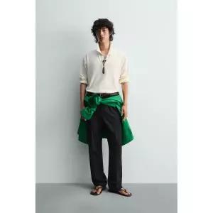 ZARA 레귤러핏 피케 스트럭처 폴로셔츠 - 스크래치 화이트