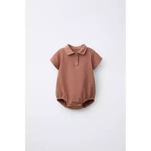 ZARA 폴로 칼라 바디수트 - 다크 데님