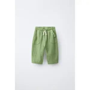 ZARA 텍스처 콤비 팬츠 - 초록