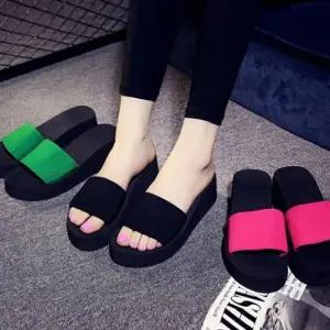 바캉스 비치 여자 키높이 레인보우통굽슬리퍼 pez8+6yqR