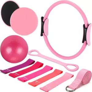 Arrowbash 6가지 스타일 필라테스 홈 장비 세트 필수 키트 운동 액세서리 14 매직 서클 미니 볼 요가