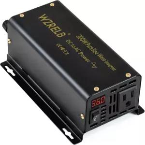 WZRELB 300W 순수 사인파 파워 인버터 600W 피크 DC 36V ~ 110V AC 자동차 어댑터 LED 디스플레이 포함