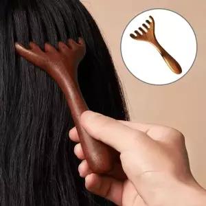 두피 마사지 괄사빗 머리지압 빗 얼굴 우드 마사지기-WFNSS8H