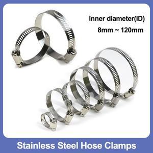 1피스 스테인레스 스틸 호스 클램프 직경 8mm ~ 120mm 조정 가능 트라이 기어 웜 연료 튜브워터 파이프 고