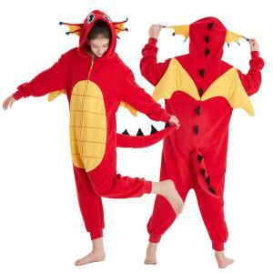 라호엠 애니멀 드래곤 파자마 유니 코스튬 십대 지퍼 후드 점프수트 슬립웨어