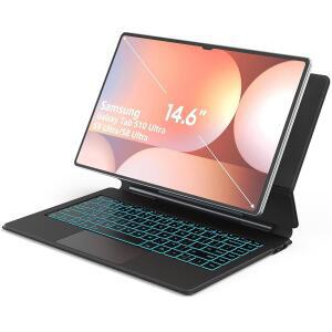 삼성 갤럭시 탭 S10 울트라 S9 S8 키보드 케이스 14.6인치 매직 스타일 플로팅 캔틸레버 마그네틱 스탠드 덱스 모드 3레벨 7 컬러 백라이트 내장 트랙패드 매트 블랙