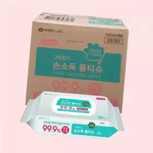 그린핑거 손소독 물티슈 모자 캡모자 볼캡 야구모자 30매x10팩 손소독티슈 4442976