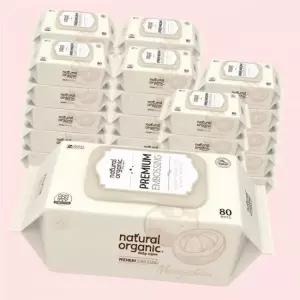 네츄럴오가닉 아기물티슈 프리미엄 엠보싱 스마트캡형80매 4309855