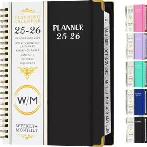 데일리 플래너 2025-2026 탭이 있는 월간 및 주간 캘린더 2025년 7월 - 2026년 6월 이너 포켓 6.2인치 x