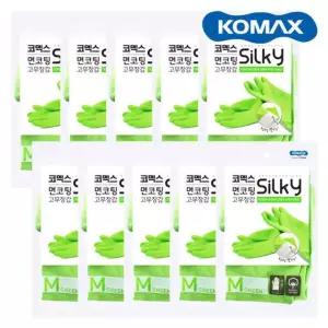 코멕스 면코팅 실키 고무장갑 그린M중 X 10개
