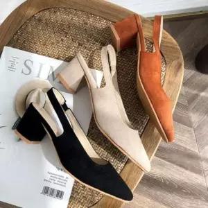 슬링백힐 여자구두 통굽로퍼 통굽 펌프스 샌달 여성 스웨이드