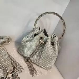 여자 실버 큐빅가방 미니백 크로스끈 포함