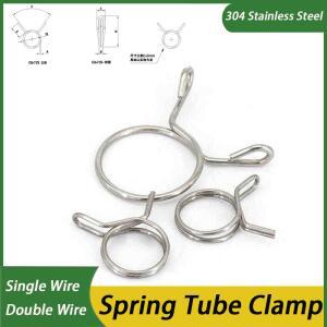 10Pcs 304 스테인레스 스틸 스프링 튜브 클램프 싱글/더블 와이어 워터 파이프 링 ID 3-75mm 후프