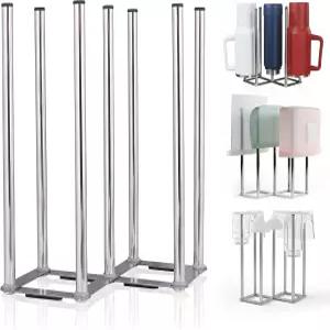 안소틴 물병 건조대 카운터용 컵 스테인리스 텀블러 공간 절약형 머그잔 유리 튼튼한 홀더 실버 7개