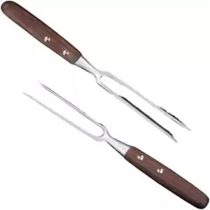 카빙 포크 스테인리스 스틸 로스트 미트 바비큐 나무 손잡이가 있는 캠핑 주방용 편리한 서빙 스틱