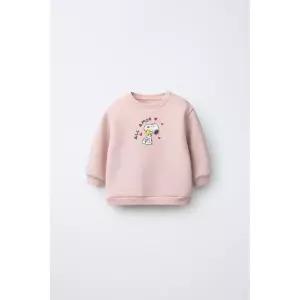 ZARA SNOOPY PEANUTS 자수 스웨트셔츠 - 로즈핑크