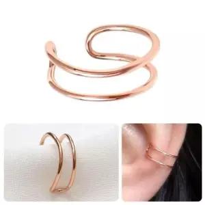 페이크피어싱 기본 두줄 로즈골드 링 귀찌 이어커프 14KGP
