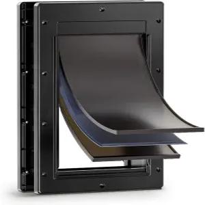 펫커밍 3플랩 도그 도어 도기 실내외 또는 벽 단열층 2개 클로징 패널 녹슬지 않음 최대 45파운드 중형