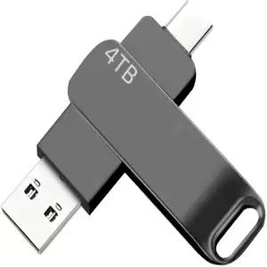 4TB 대용량 USB 메모리 및 TypeC 외장 PC 노트북과 호환되는 360도 회전 방수 방진 내구성 있는 고속 블랙