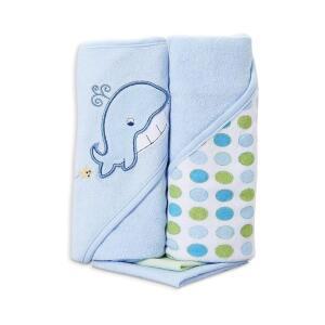 스파실크 배스 2개 웨일 세트 후드 테리 행주 타월 블루