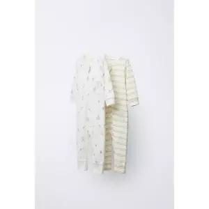 ZARA 서커스 스트라이프 컨버터블 풋 커버 일체형 파자마 2장 세트 - 크림