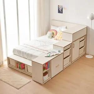 계단형 파티션 발판 수납 모듈결합 아이 책상+벙커침대 프레임 세트 / 초등