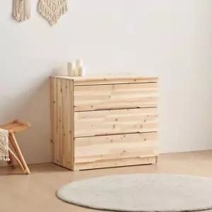 결예쁜 내츄럴 무도장 원목 3단 안방 서랍장(77cm) 서랍정리함 거실 양말