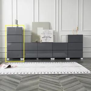 그레이 고광택 하이그로시 안방 4단 서랍장 500 / 정리함 옷장 기숙사 예쁜