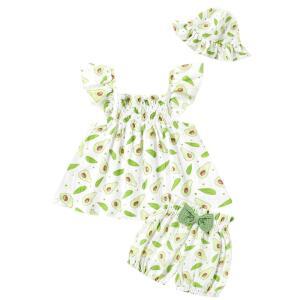 코코앤라라 귀여운 프린트 모자 3종 반바지 블루머 의상 세트 6개월 4년 러플