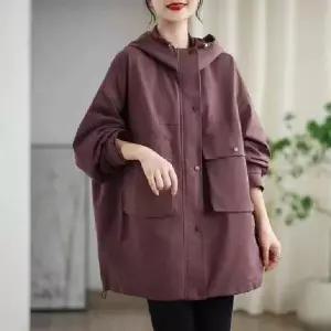 여친 면 봄 캐주얼 기본 후드 스트링 상의 항공 야구 트렌디 집업 솔리드 점퍼 빅사이즈 아이템 트렌치코트