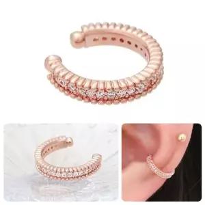 생일선물주얼리 큐빅 라인 로즈골드 링 귀찌 이어커프 14KGP